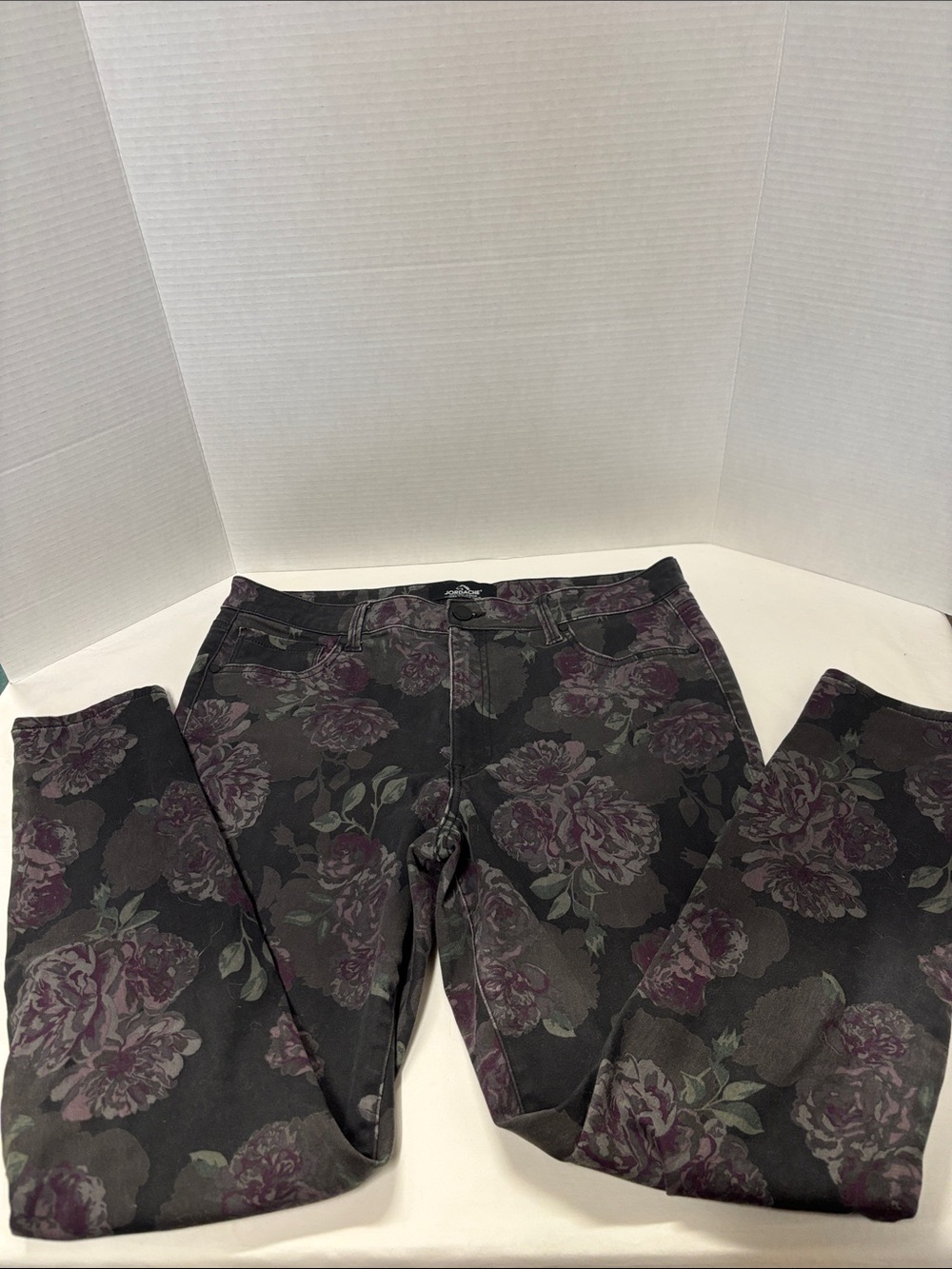 Jordache Black Skinny Jeans with Purple Floral Print